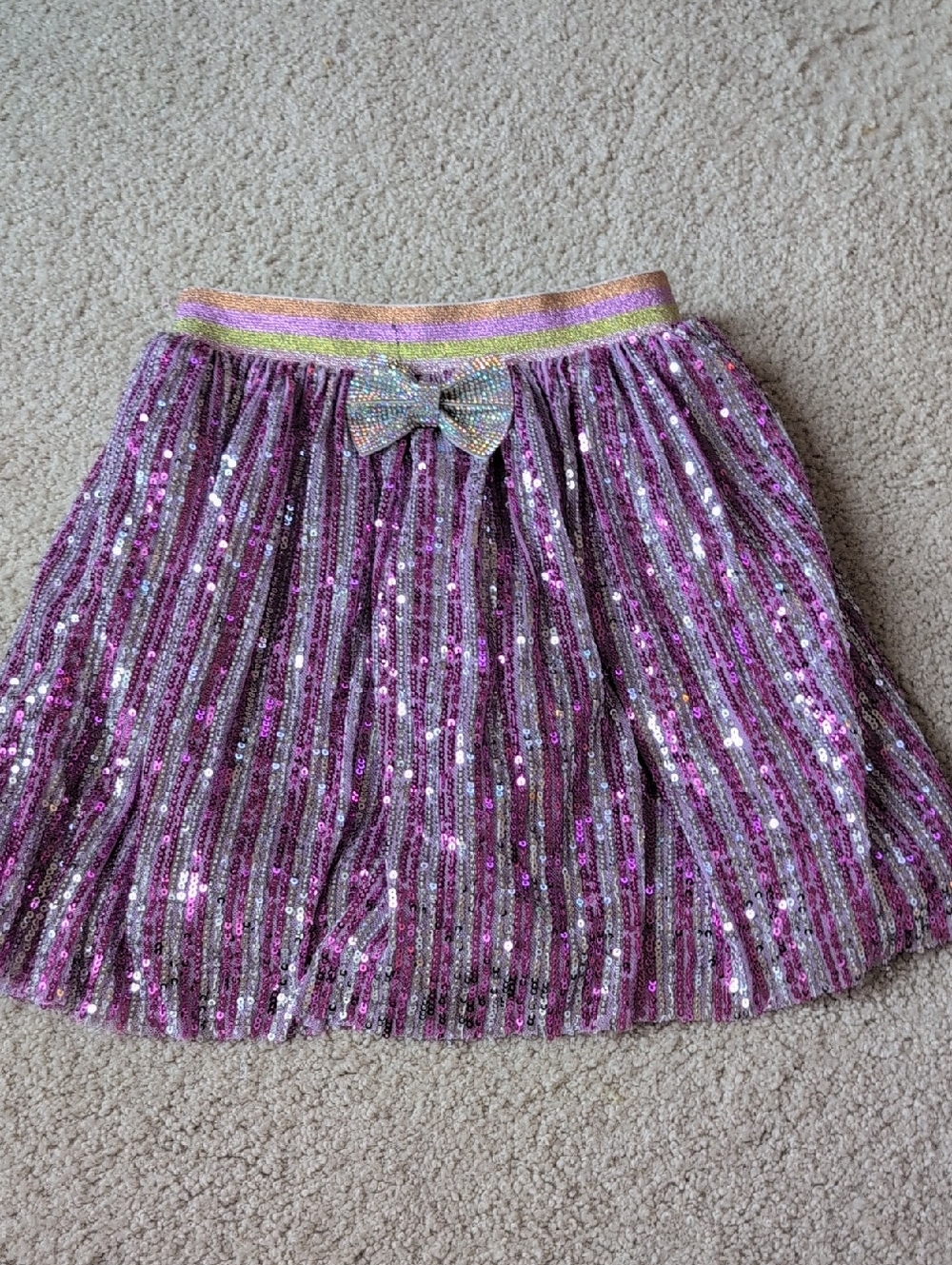 Kids Lola + The Boys Girls Pink Sequin Skirt with Bow Waistband Size 6